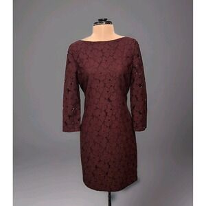 Diane von Furstenberg Sarita Floral Lace Dress Aubergine Purple 6 Wedding Guest